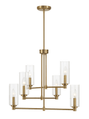 Timeless Six Lights Chandelier With Clear Ribbed Glass - Satin Brass