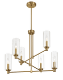 Timeless Six Lights Chandelier With Clear Ribbed Glass - Satin Brass