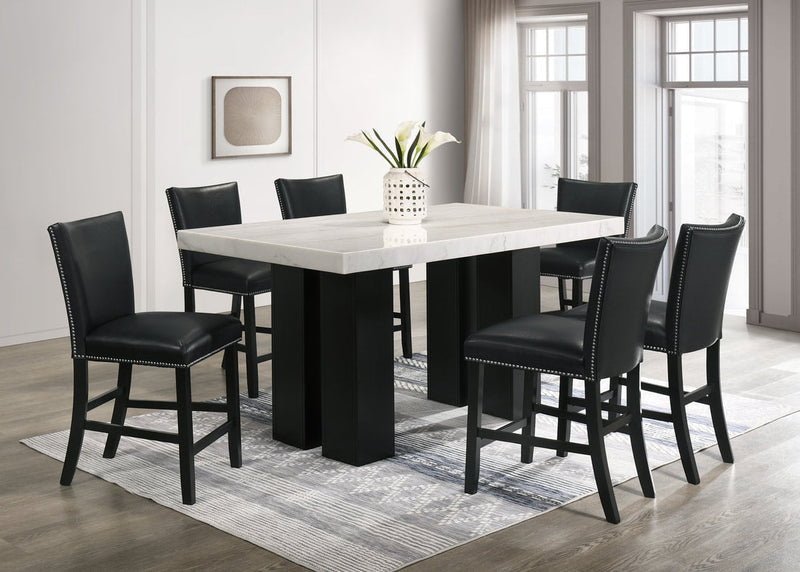 Finley PU - (Genuine Marble) Counter Height Table & 6 Chairs