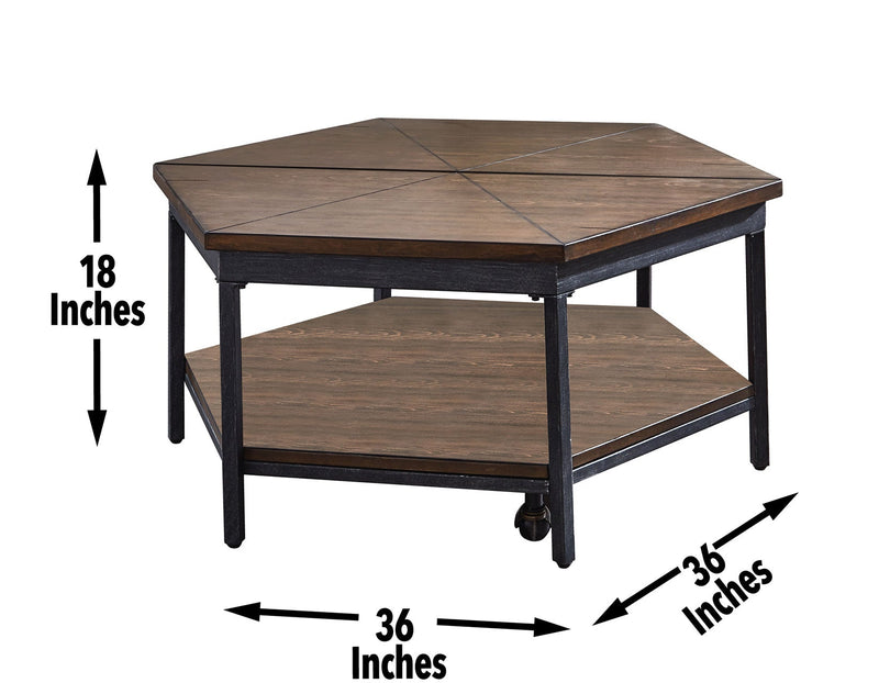 Ultimo Hexagon Lift-Top Cocktail Table w/Casters