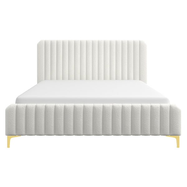 Valery King Size Cream Boucle Platform Bed King