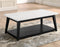 Vida White Marble Cocktail Table with Casters, Black Finish