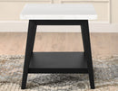 Vida White Marble Top End Table, Black Finish