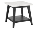 Vida White Marble Top End Table, Black Finish