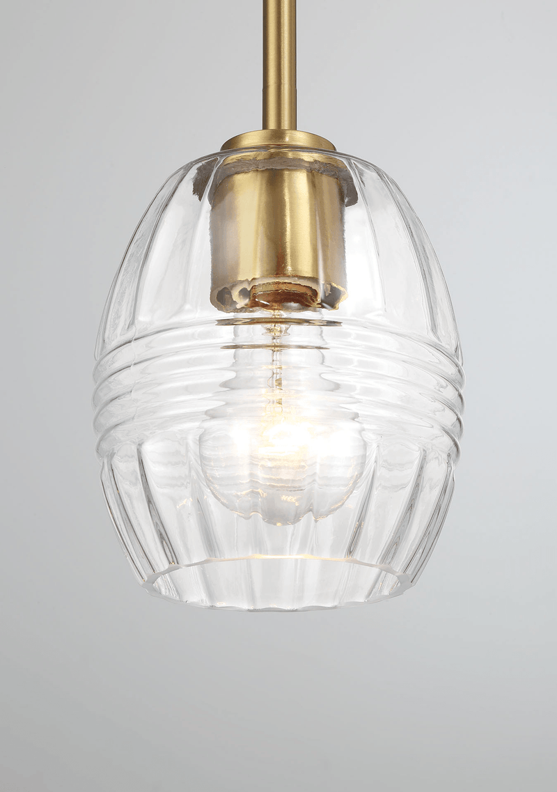 Vista Single Pendant Chain Hanging Light with Clear Glass - Satin Brass