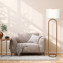 Vivid Brass Ring Base Floor Lamp with Large White Drum Shade