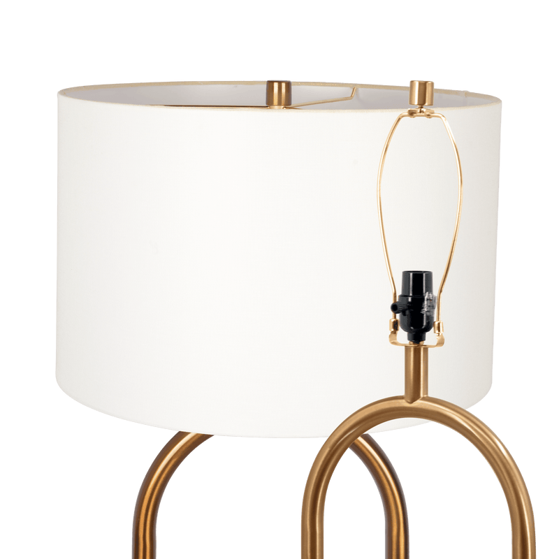 Vivid Brass Ring Base Floor Lamp with Large White Drum Shade