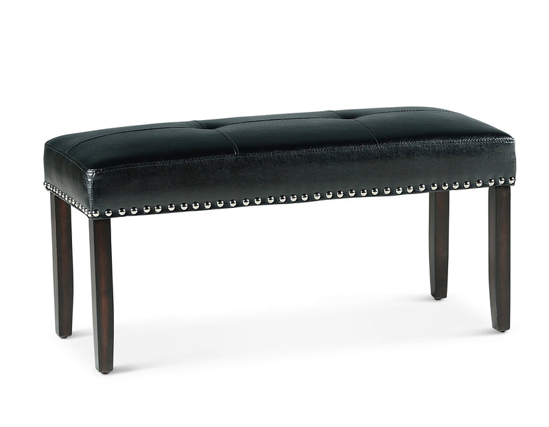 Westby Black PU Dining Bench w/Nailhead