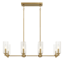 Willow Eight Lights Island With Clear Ribbed Glass Pendant Lamp - Satin Brass