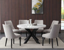 Xena 52-inch Round Dining Table, White Marble Top