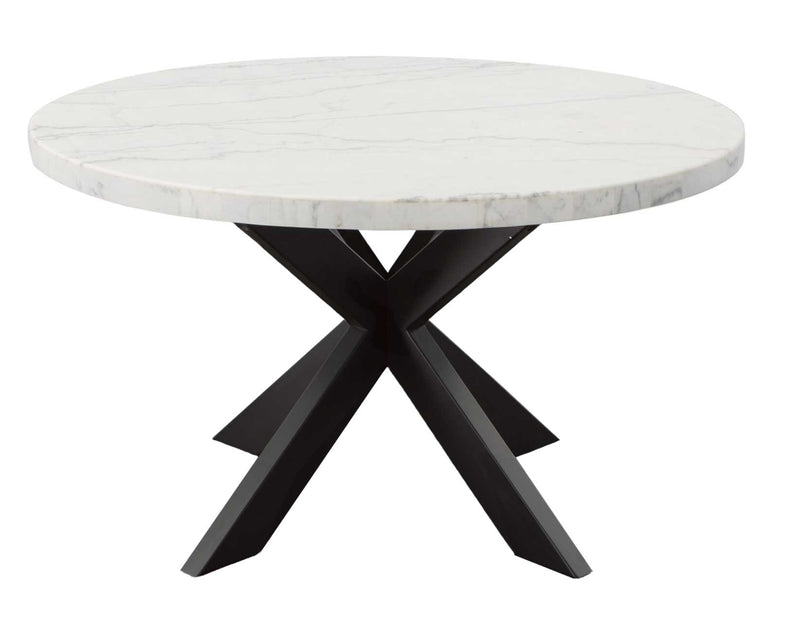 Xena 52-inch Round Dining Table, White Marble Top