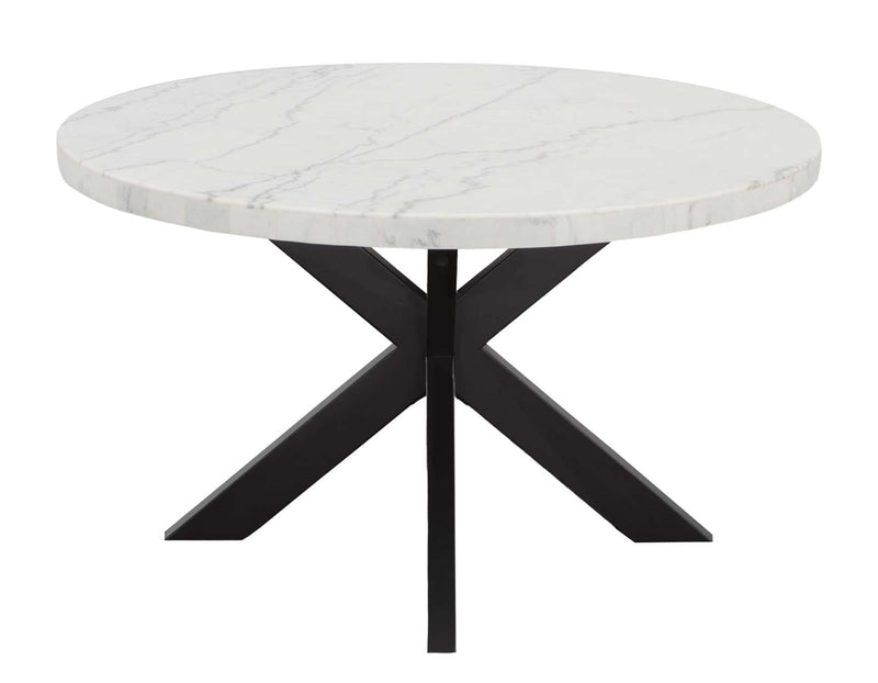 Xena 52-inch Round Dining Table, White Marble Top