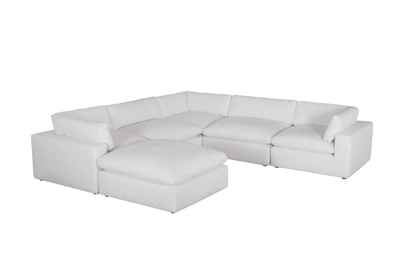 Comfy White XL 130" Cloud Sectional with Ottoman