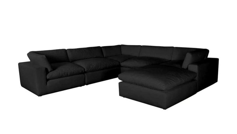 XL Cloud Black Sectional + Ottoman Set