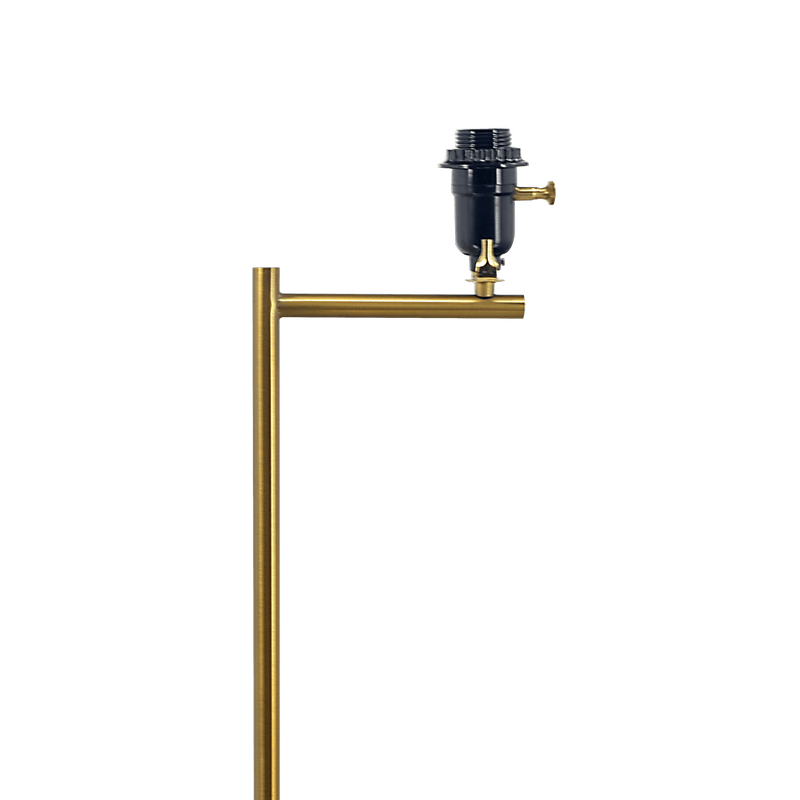 Zenith Offset Brass Base Floor Lamp with Drum-shaped Linen Shade