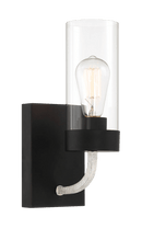 Zephyr Single Light Sconce With Clear Glass Metal Black Finish