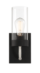 Zephyr Single Light Sconce With Clear Glass Metal Black Finish