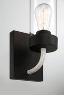 Zephyr Single Light Sconce With Clear Glass Metal Black Finish